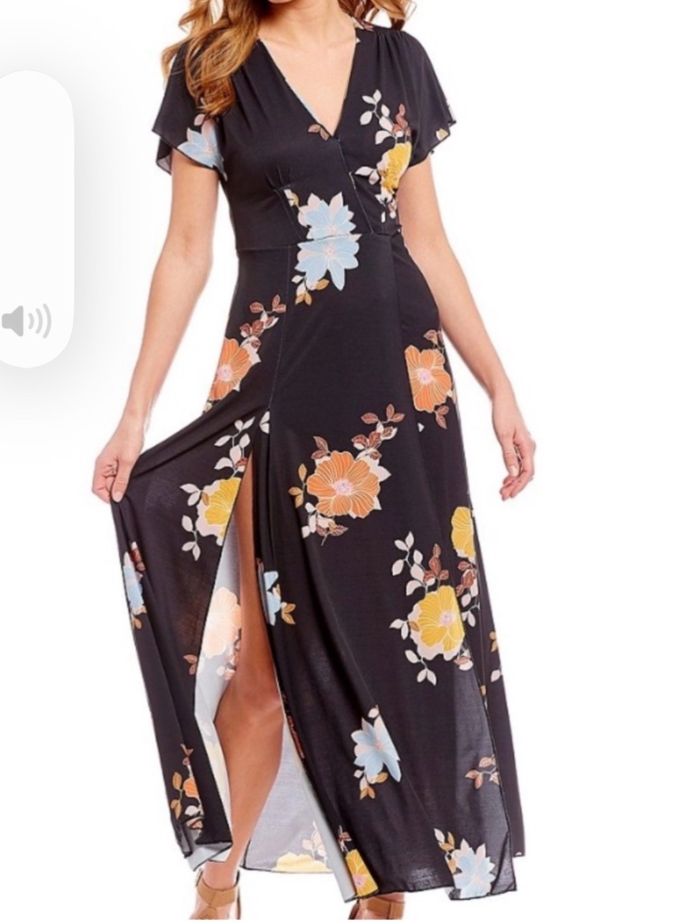 French Connection Shikoku black. Floral Wrap Jersey Maxi Dress. Short sleeve xl